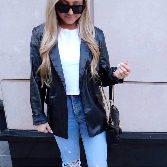 Faux Leather Blazer - Picture 2 of 3